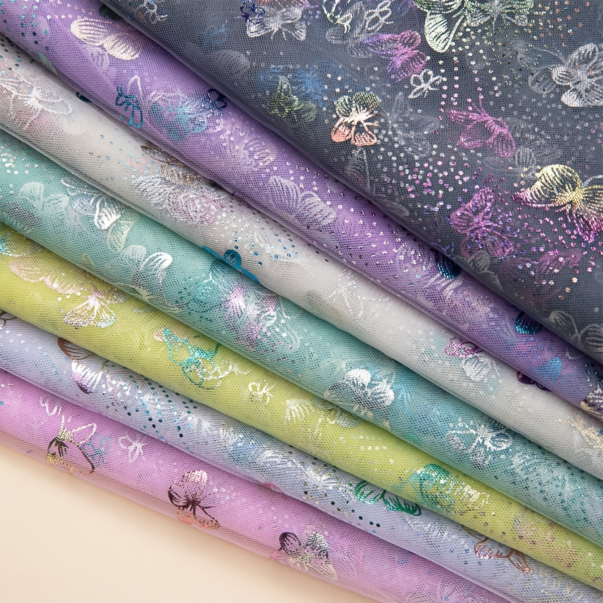 7pcs Butterfly Mesh Tulle Fabrics for DIY Sewing