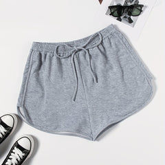  Basic Shorts Women's Plus Elastic Waist Tie Sporty Shorts