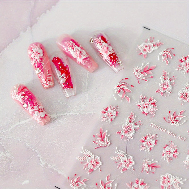 5D Embossed Flower Nail Stickers for Acrylic Nails - Easy Nail Art
