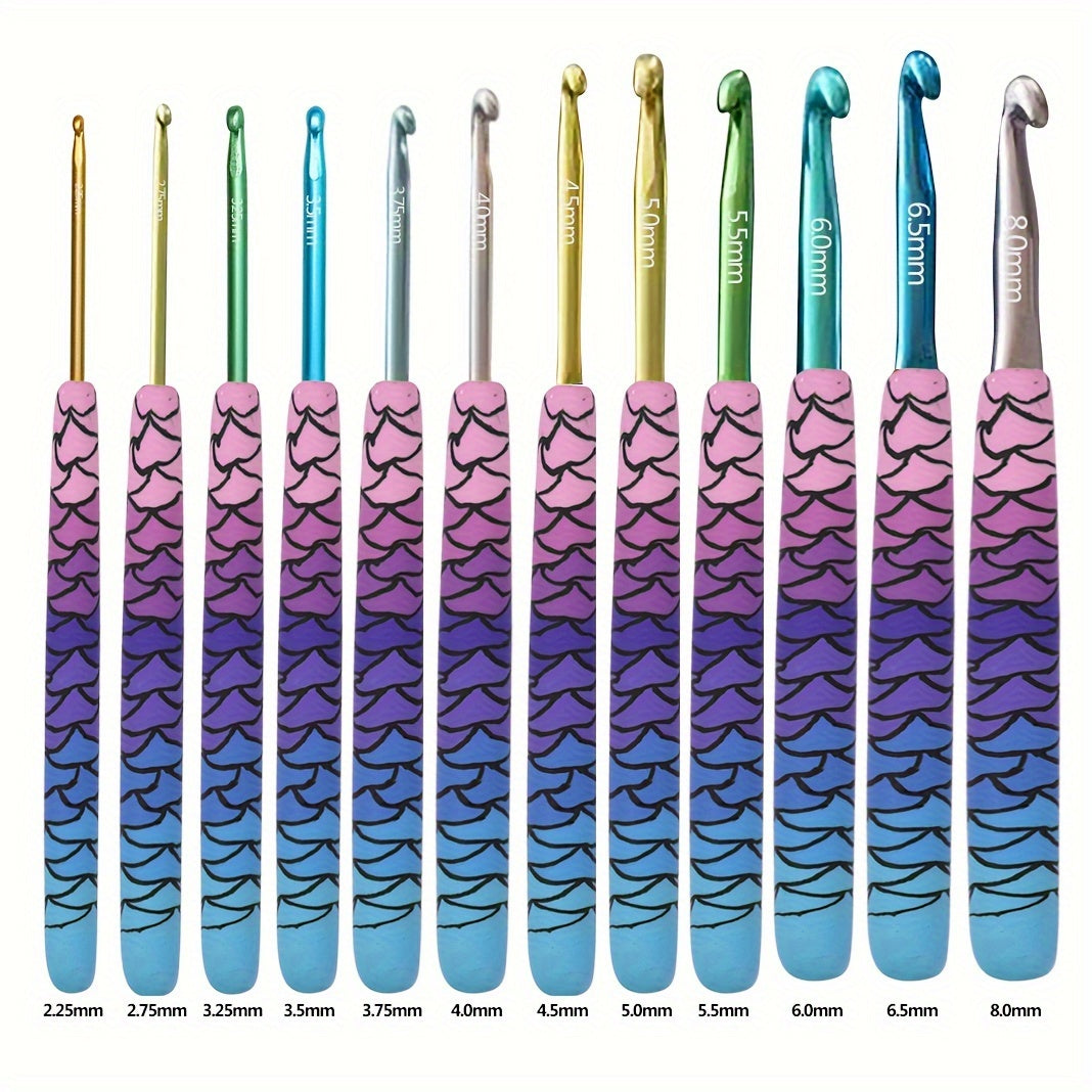 12pcs Ergonomic Handle Crochet Hooks Set For Arthritic Hands