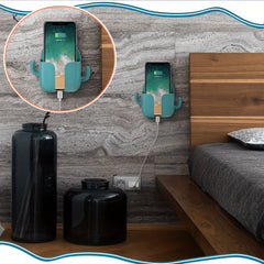 Wall Mounted Phone Charging Holder Storage Box with Side Hooks