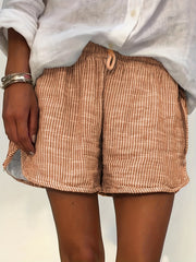  Grid Print Drawstring Stretch Shorts