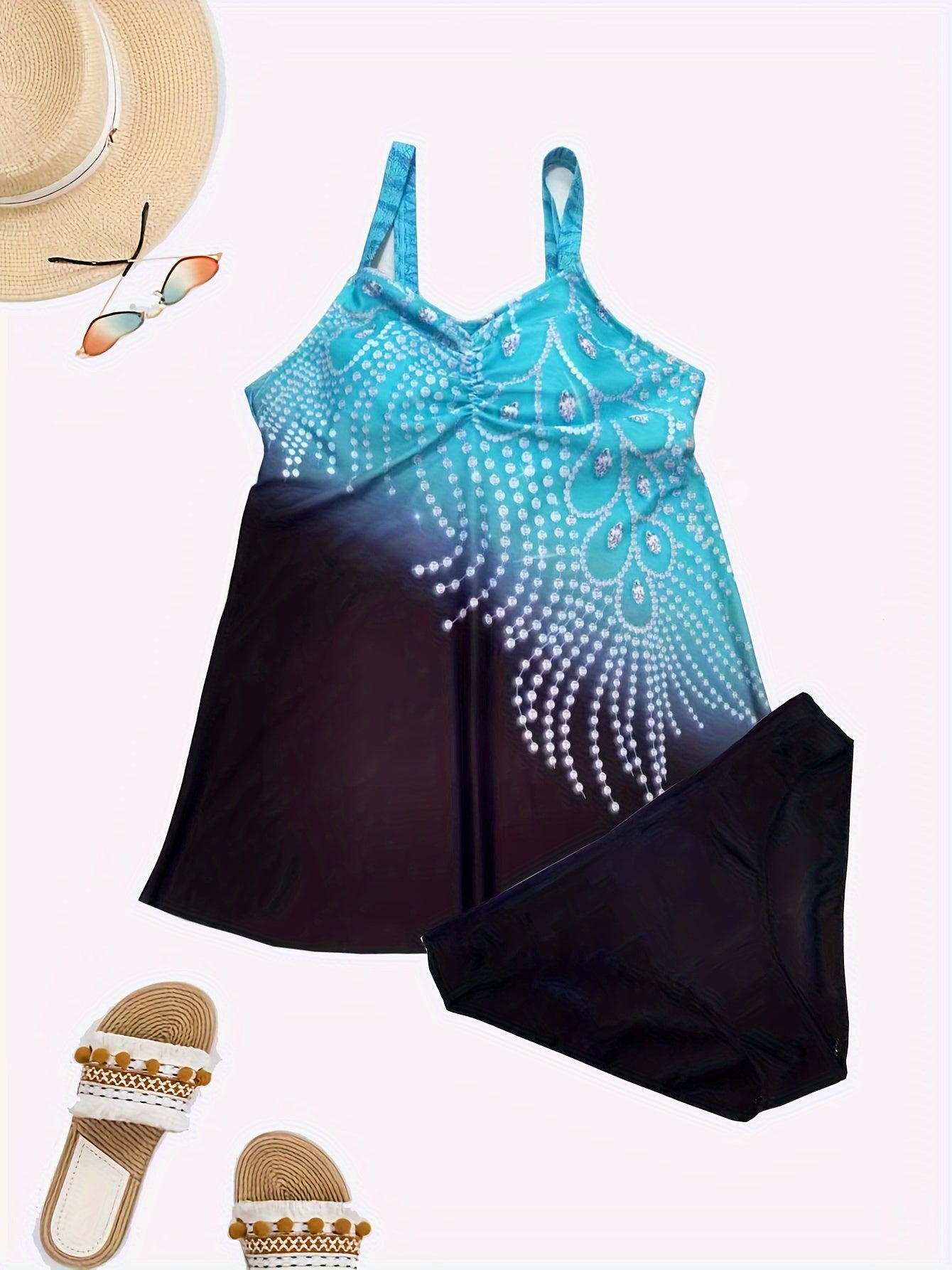  Floral Ruched Tankini Set