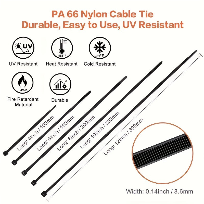 100pcs Self-locking Nylon Strapping for Indoor and Outdoor Use