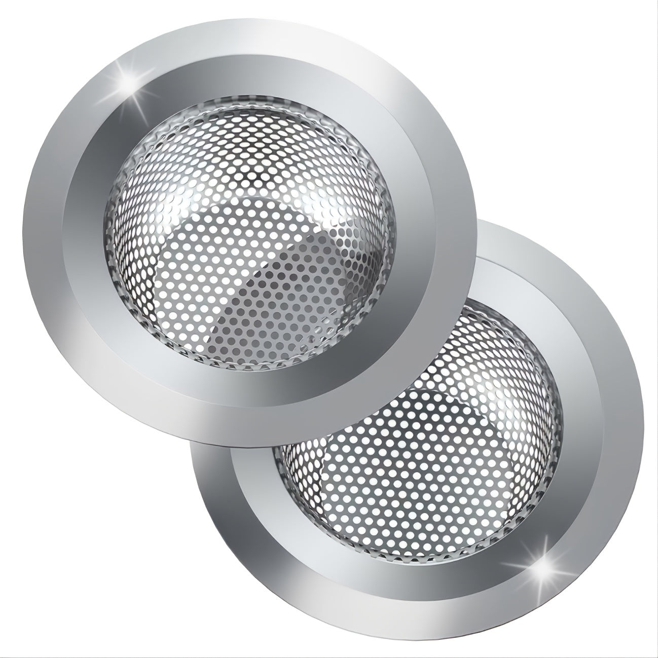 2pcs Kitchen Sink Strainer Stainless Steel Large Wide Rim Food Catcher