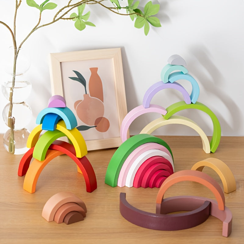 Montessori Arch Bridge Rainbow Building Blocks - Educational Wooden Toys