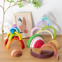 Montessori Arch Bridge Rainbow Building Blocks - Educational Wooden Toys