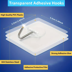 Heavy Duty Adhesive Hooks Towel Coat Hooks Waterproof Kitchen Bathroom