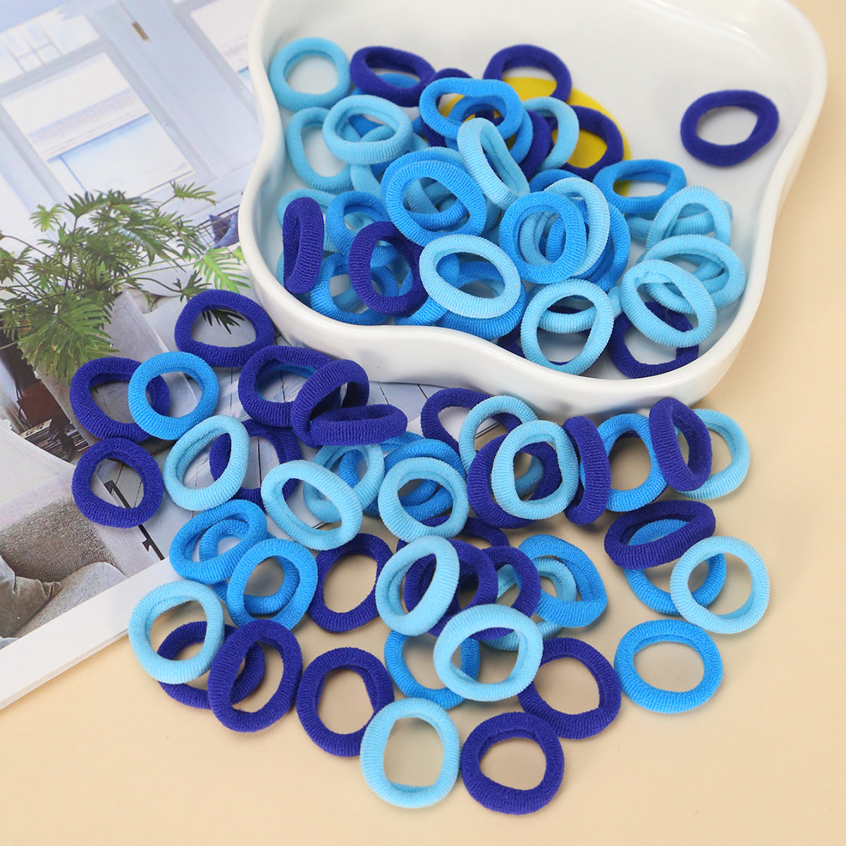 100pcs Solid Hair Ties Thick Stretchy Rubber Bands Ponytail Holder