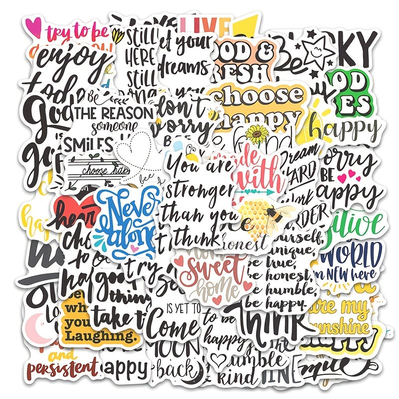 Inspirational English Stickers Classic Text Waterproof Stickers