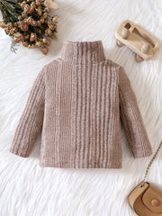 Baby Girls Ribbed Knit Sweater High Stretch Stand Collar All-match Clothes