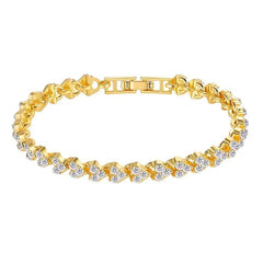 Braided Leaf Charm Crystal Wedding Bracelet for Women