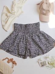 Boho Ditsy Floral Print Skorts Shorts Casual High Waist Ruched Summer Shorts