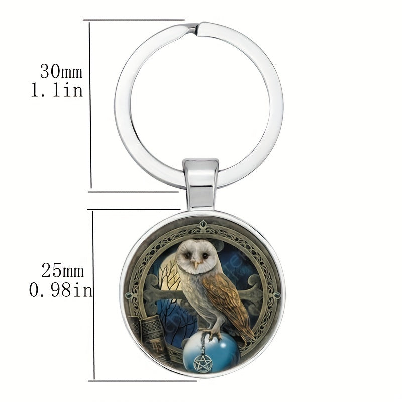 Celtic Wiccan Owl Keychain Amulet Pendant Key Ring Gift