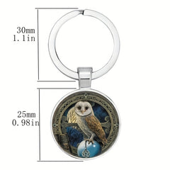 Celtic Wiccan Owl Keychain Amulet Pendant Key Ring Gift