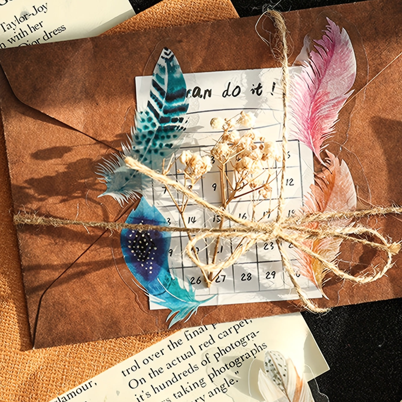 40pcs PET Feather Series Decorative Sticker Pack Water Bottle Laptop Bike