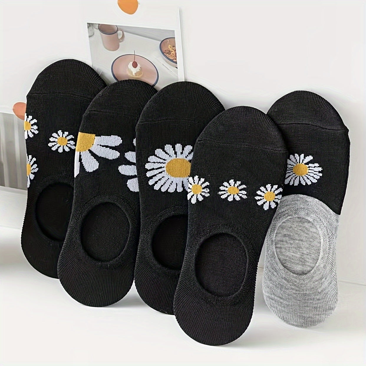 5 Pairs Flower Print Low Cut Ankle Socks Women's Stockings