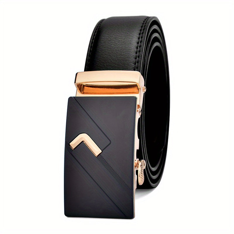 Men's Leather Belt Automatic Buckle Business Suit Waist Strap