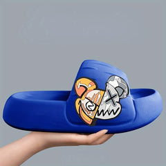 Men's Anime Print Non Slip Platform Slides Soft Sole Cloud Slides