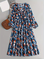  Leopard Print Long Sleeve Dress With Belt