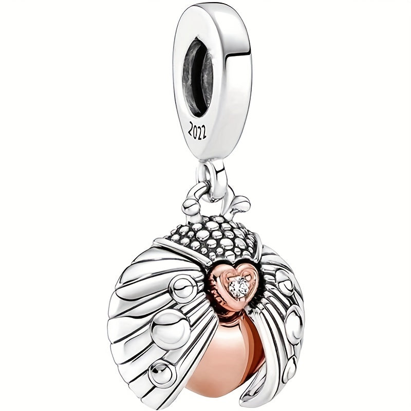 Ladybug Charm Pendant Silver Plated Rhinestone Bead Bracelet Jewelry