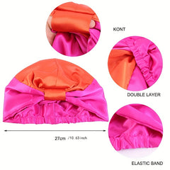 Double Layer Satin Bonnet Bowknot Hair Bonnet Night Cap