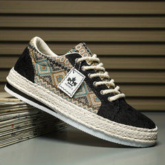 Men's Canvas Lace Up Skate Shoes Breathable Sneakers