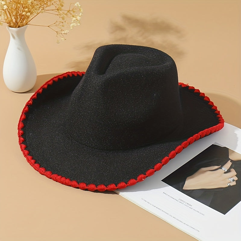 Vintage Western Cowboy Hat Classic Fedora Cap Unisex Warm Felt Sun Hat