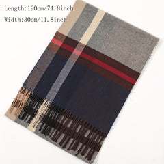Geometric Plaid Scarf Unisex Warm Sunscreen Scarf Windproof Fringed Shawl