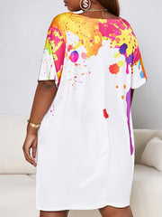  Ink Print V Neck T shirt & Shorts Set