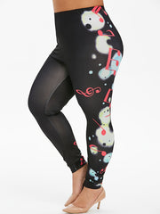 Music Note Print Plus Size Skinny Leggings