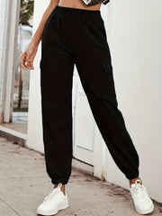 Women's Plus Size Cargo Jogger Trousers With Flap Pockets