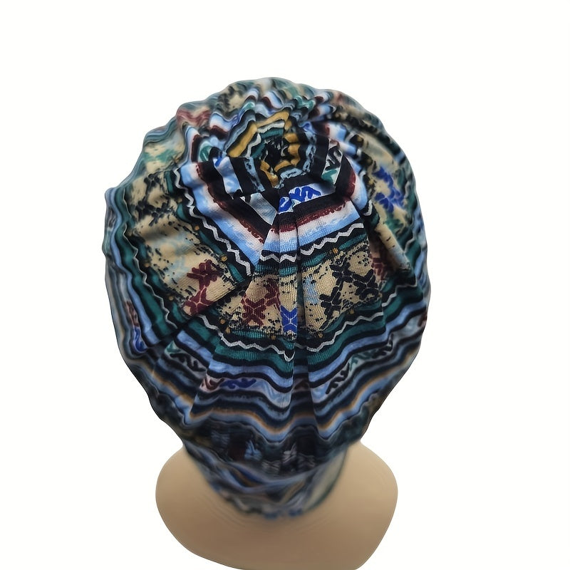 Boho Geometric Print Beanie Vintage Skull Hat Headband Neck Gaiter