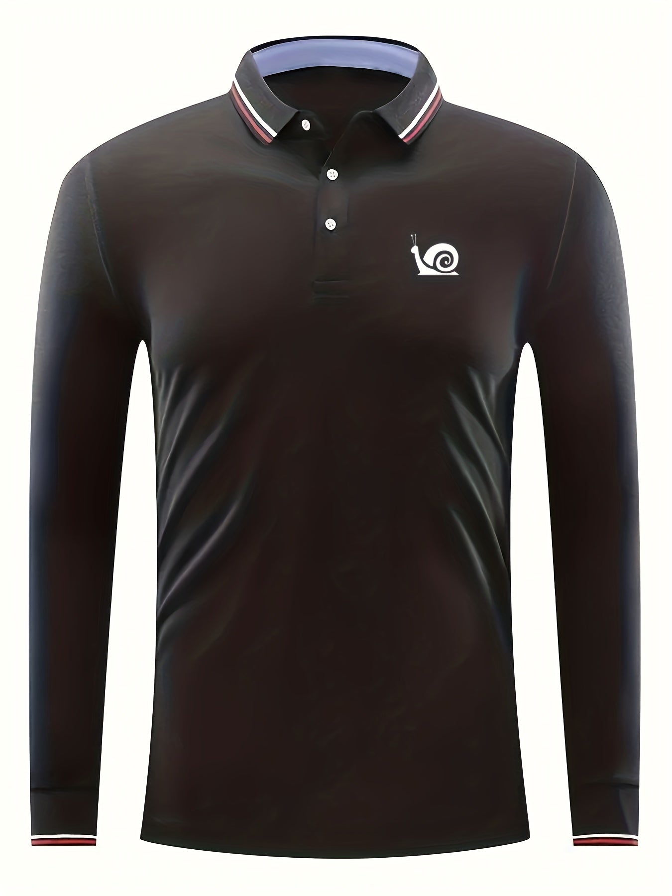 Snail Pattern Men's Long Sleeve Polo Shirt