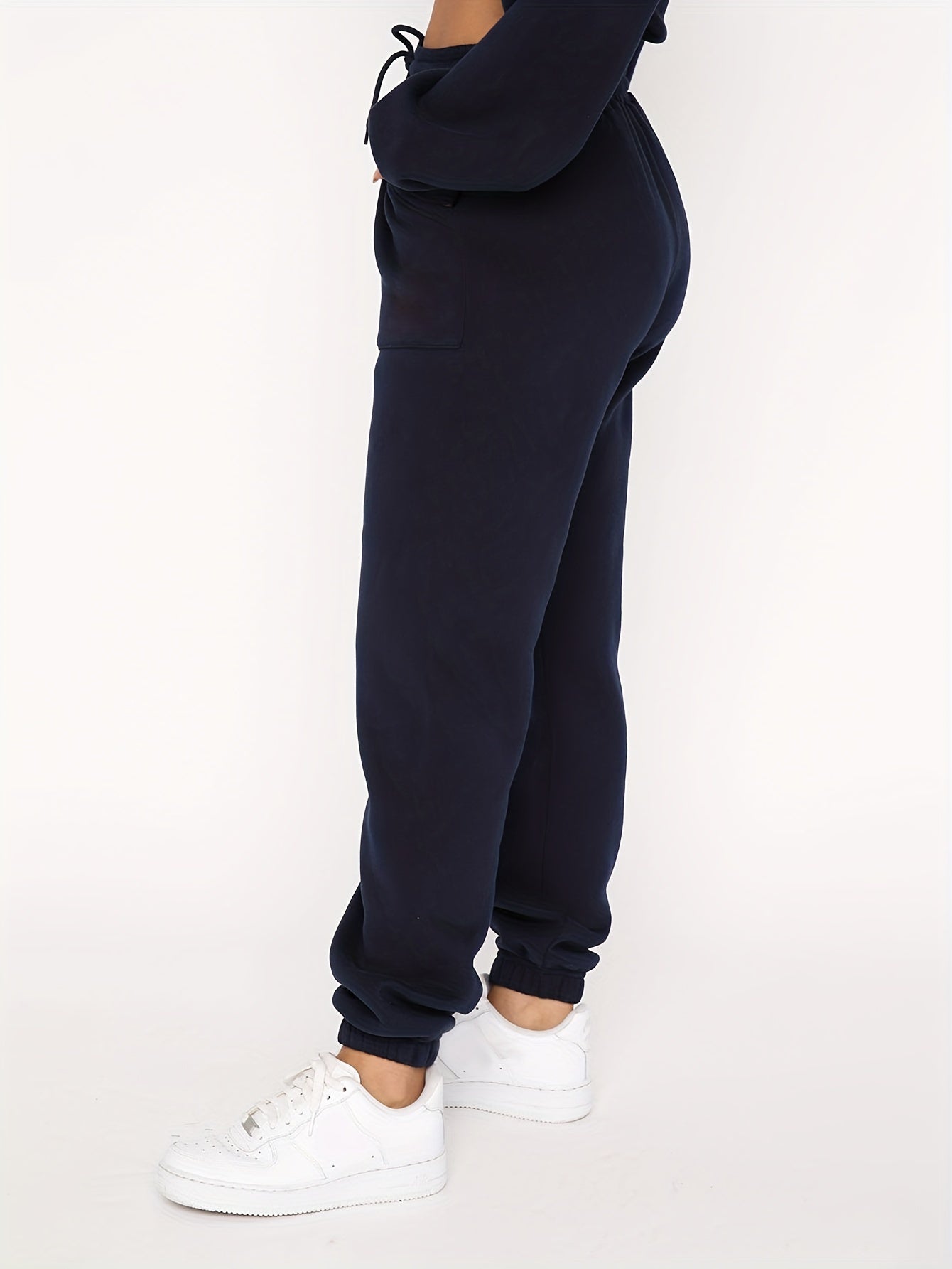 Plus Size Elastic Waist Tie Front Joggers With Pockets