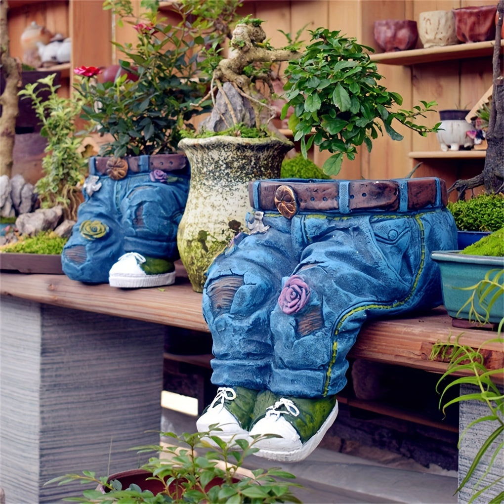 Jeans Pants Flower Pot Succulent Planter Indoor Outdoor Decor