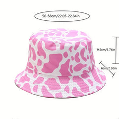 Pink Cow Pattern Bucket Hat Reversible Sun Hat