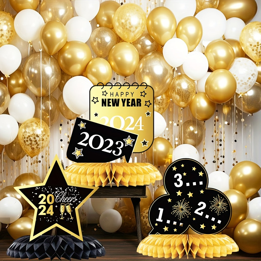 9pcs Golden Years Honeycomb Decorations Party Supplies 3D Table Topper