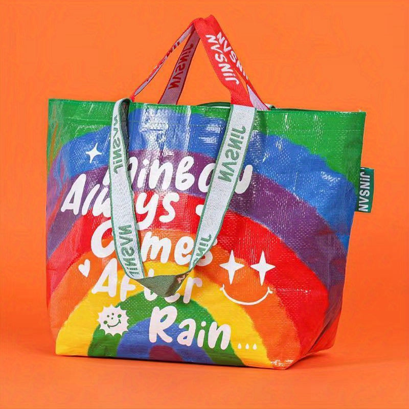 Rainbow Large Tote Bag Shoulder Bag Eco Friendly Shopping Grocery Bag
