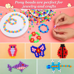 1000pcs Pony Beads Letter Beads Kit 24 Colors Pony Beads Bracelet Beads