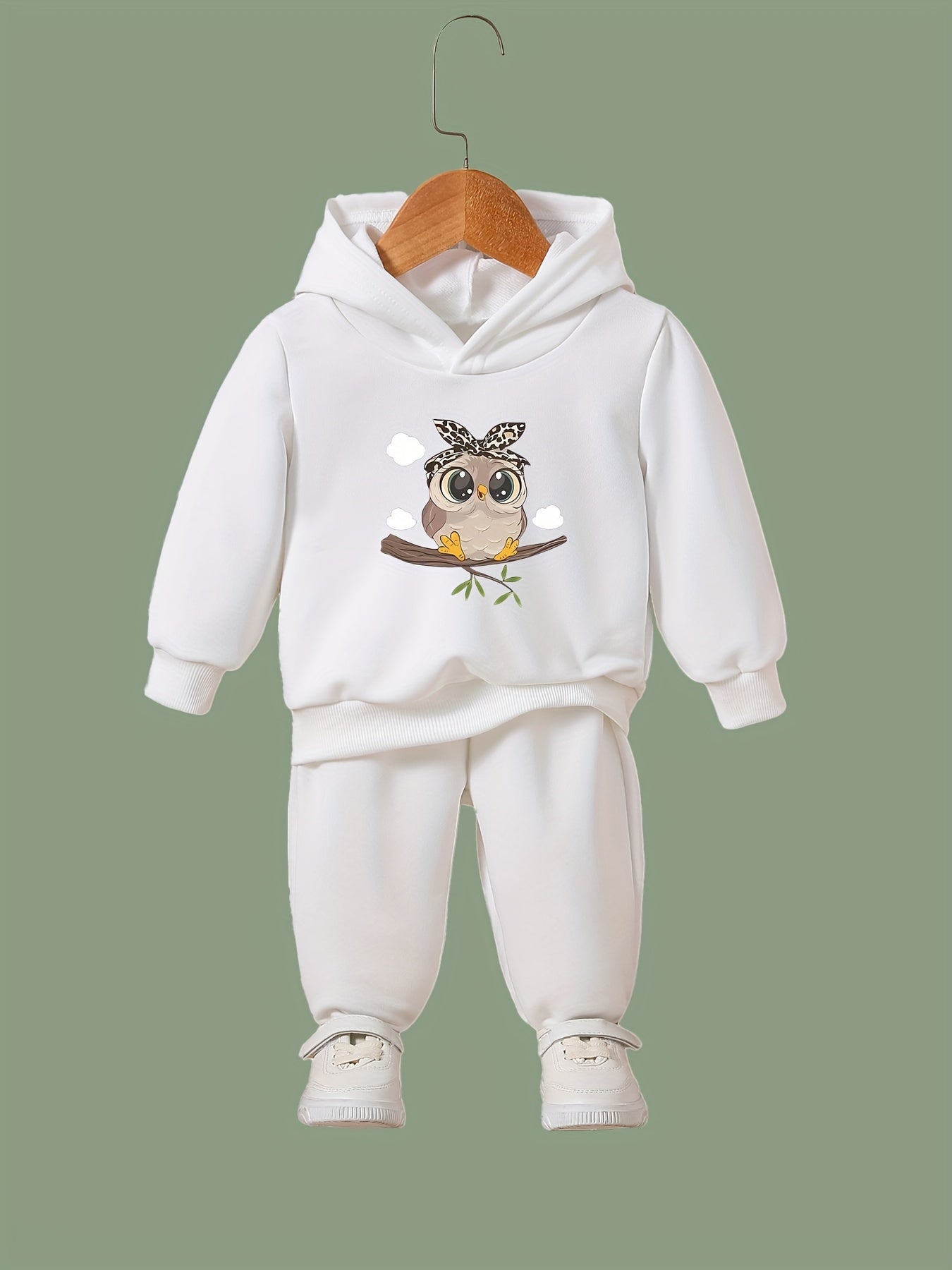 Owl Print Girls Sports Outfit Set for Spring & Fall