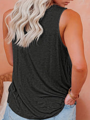 Casual Tank Top Women's Plus Slogan Print Round Neck Slight Stretch