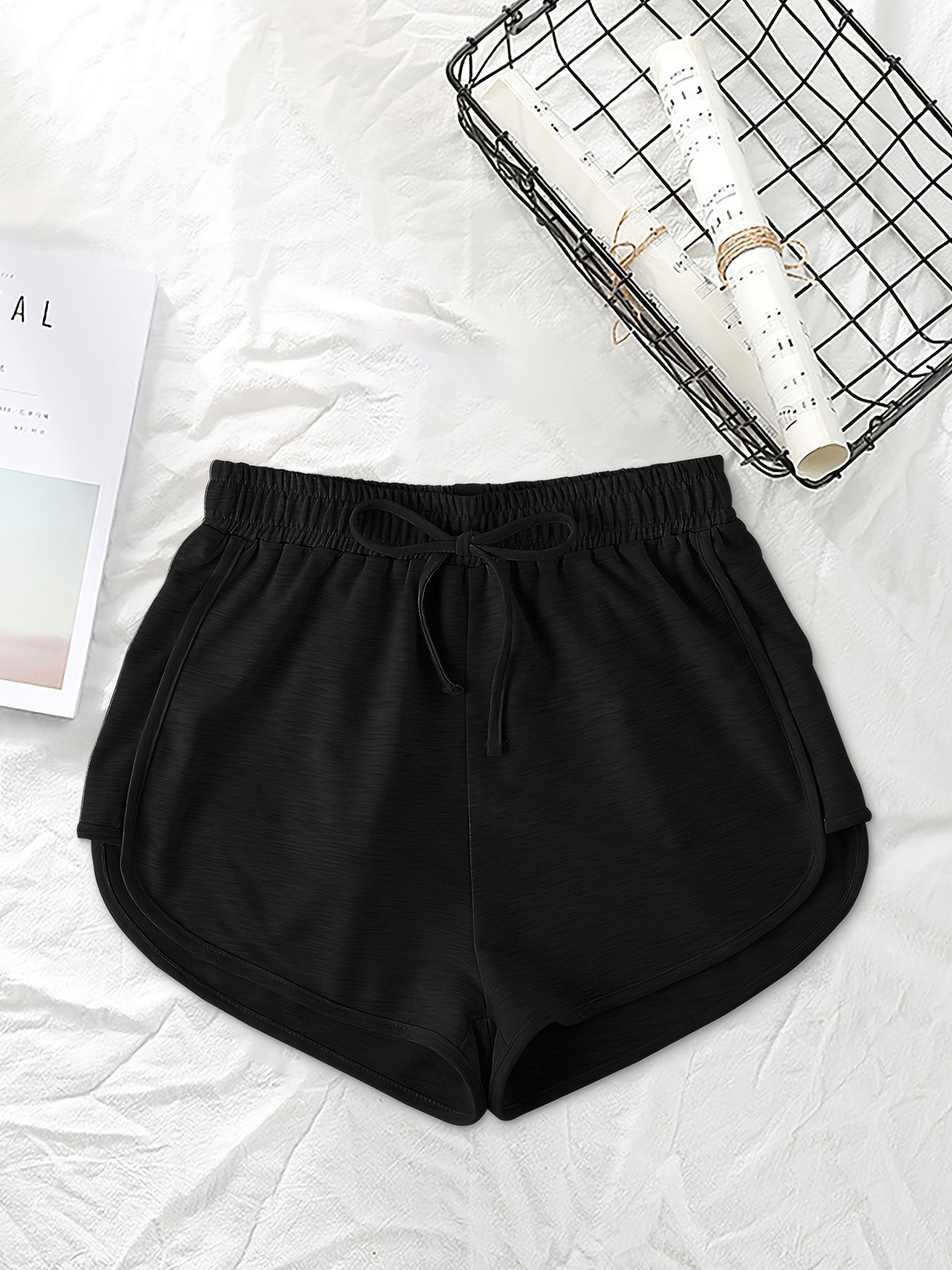 Lace Up Lounge Bottoms Soft Elastic Waistband Shorts Womens Loungewear