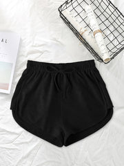Lace Up Lounge Bottoms Soft Elastic Waistband Shorts Womens Loungewear
