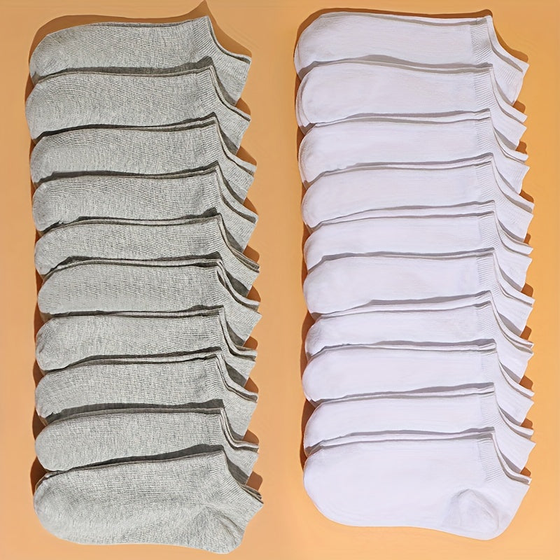 30 Pairs Women's Low Cut Ankle Socks Soft & Lightweight Solid Stockings
