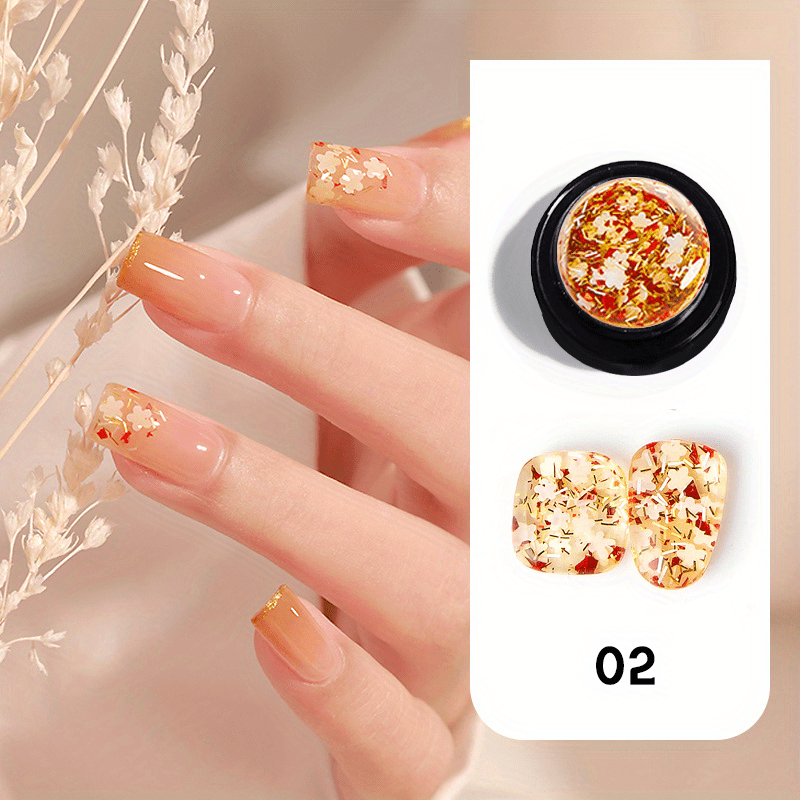 Flower Glitter Gel Nail Polish Sparkly Sequins Jelly Gel