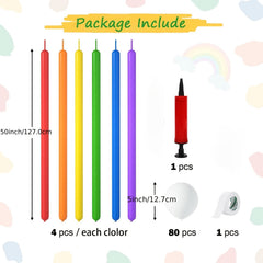Rainbow Balloons Garland Kit 24pcs and 80pcs Latex Balloons with Pump