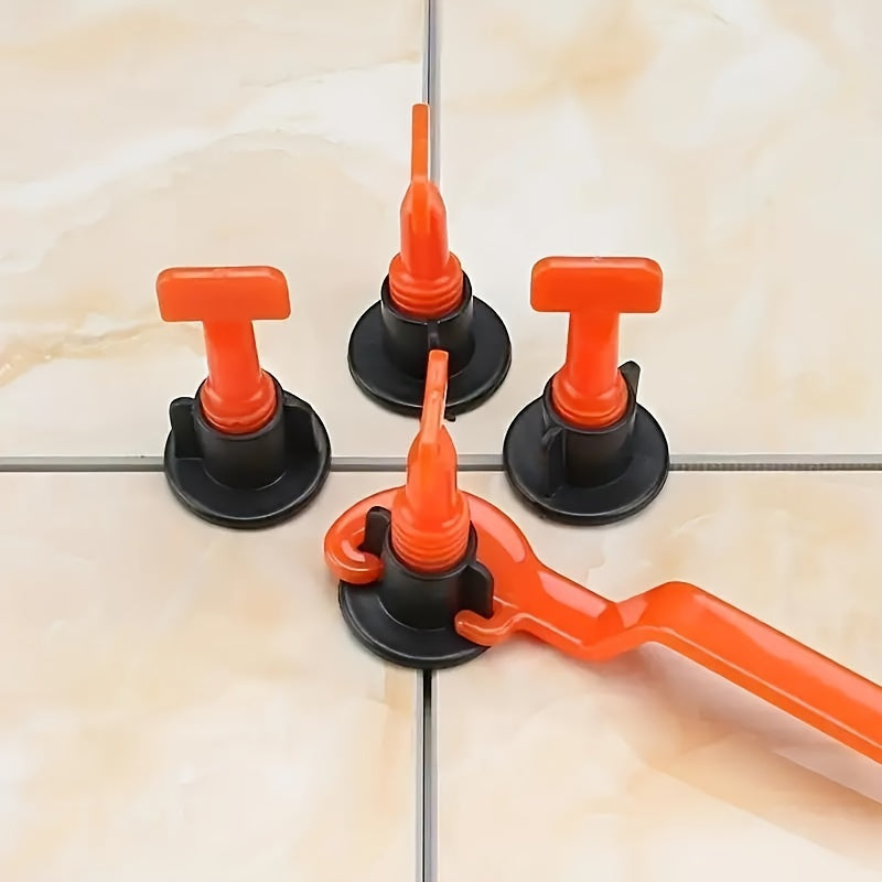 Reusable Tile Leveling System Kit with Steel Needle, Wrench - 101pcs - PRO & DIY