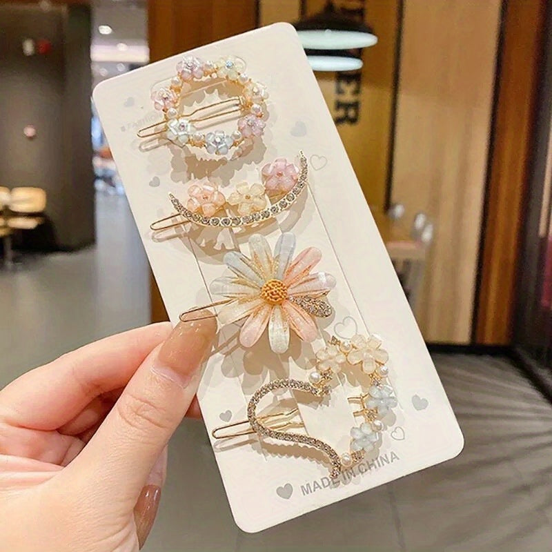 Pearl Rhinestone Hair Clip for Women Girls
