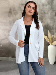  Solid Long Sleeve Button Blazer